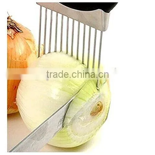 Onion Holder Vegetable Potato Cutter Slicer Gadget Stainless Steel Fork Slicing Odor Remover Kitchen Tool (Stainless Steel) photo-4