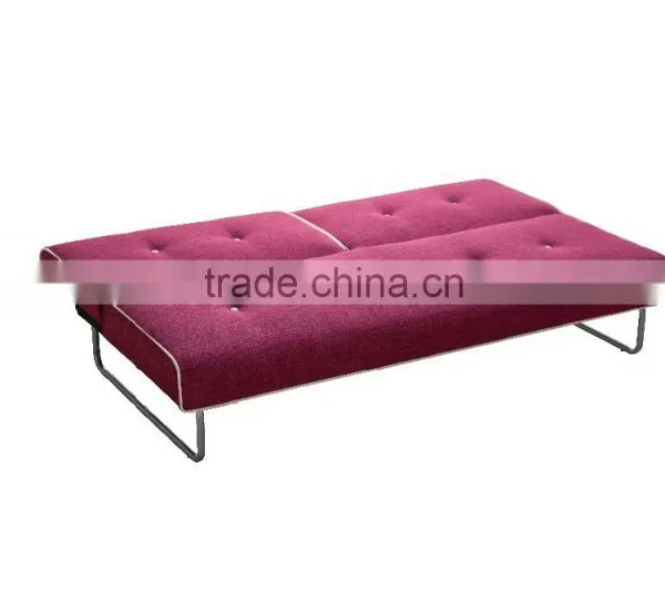 Living Room or Hotel Use Simple Style Fabric Purple Folding Sofa Bed With Metal Leg photo-4