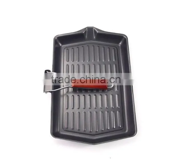 Steak BBQ Grill Pan With Foldable Wooden Handle photo-4