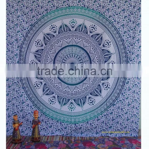 Queen Size Hippie Ombre Indian Cotton Mandala Tapestry photo-4
