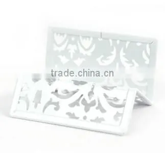 White Metal Punched Office Desk Name Card Holder photo-2