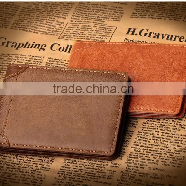 Full Grain Leather Money Clip Wallet With High Quality RFID Blocker Slim Bifold Credit Card Holder photo-4