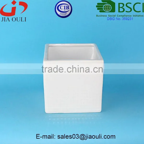 BSCI Certificate Factory Cube Shape Ceramic Flower Pot, Square Planter Pot photo-3
