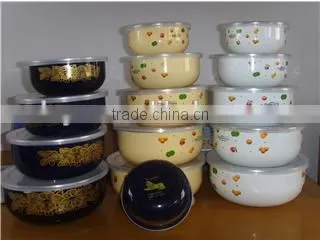Enamel Storage Bowl Mixing Bowl Salad Bowl Food Container Enamel Bowl With PP Lid photo-5