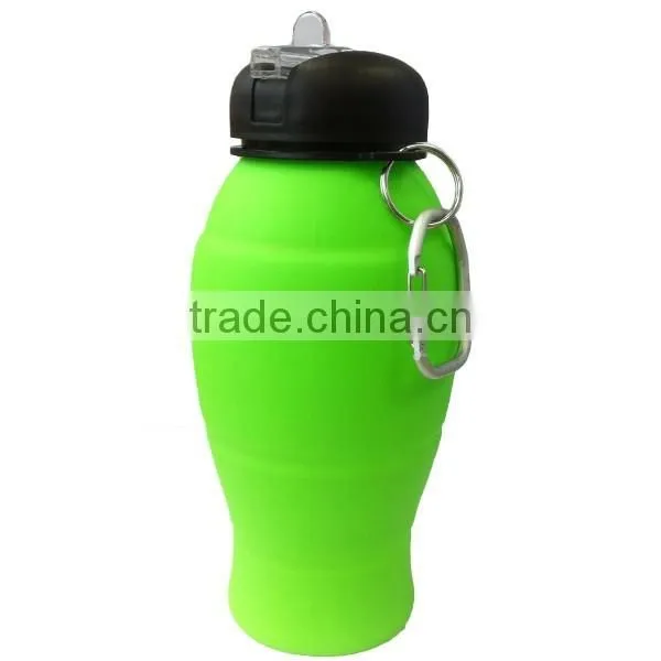 Hot Selling Silicone Traveling Metal Hook Collapsible Water Bottle photo-3