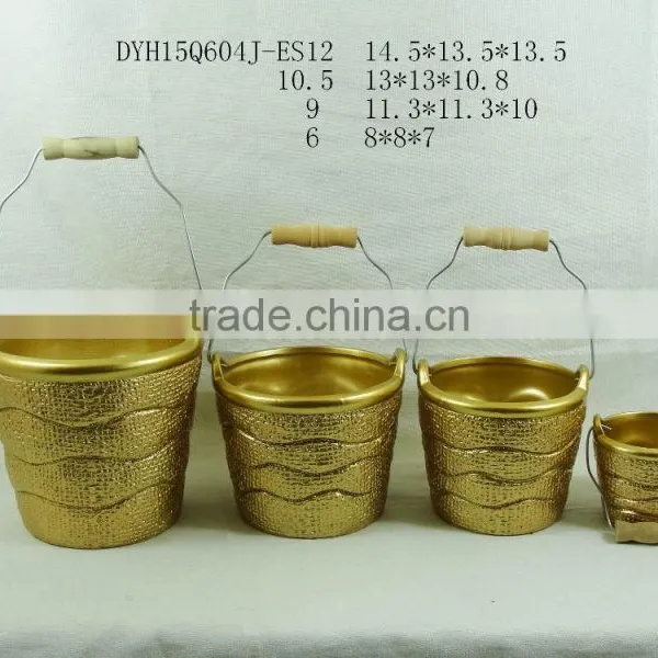Golden Color Terracotta Flower Pot Christmas Various Shape Ceramic Flower Pot photo-2