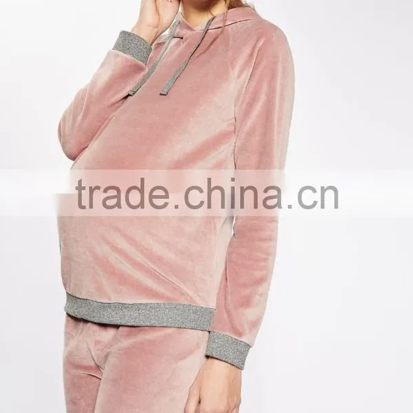 Maternity Wholesale Velour Hoodie Oversized Sweatshirts Pullover Hoodies Without Pocket Custom Made photo-3