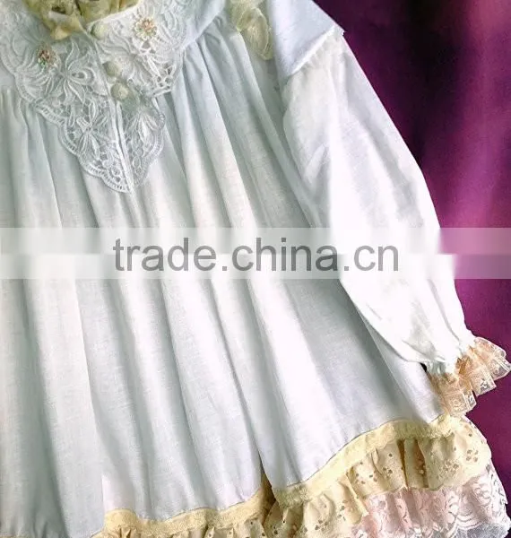Girls Classic Long Sleeved Vintage Lace Embellished Nightgown Baby Kids Christmas Sleepwear 100% Cotton Lace Crochet Dress photo-4