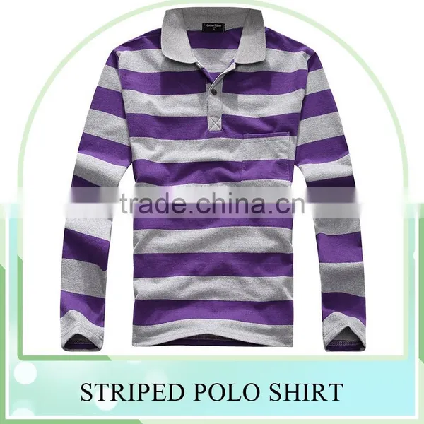2016 Factory Sale Brand Classic Pure Cotton Mens Striped Polo Shirt Long Sleeve Contrast Color Design Sport Shirts for Man photo-2
