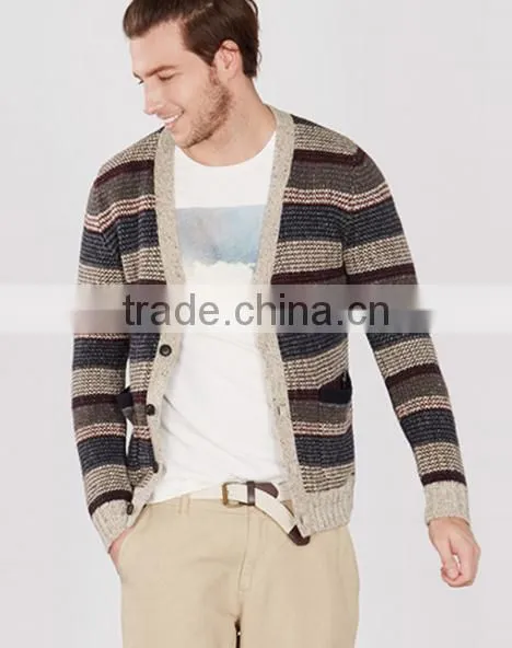2017 Fashion Stylish Best Price Long Sleeve Striped Knitted Sweater for Wholesale photo-2