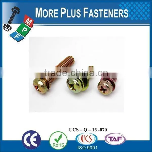Taiwan M5-0.8 x 10mm DIN 7985 Phillips Drive Pan Head Grade A2 Stainless Steel Machine Screw M3 M12 With Double Lock Washer Squa photo-3