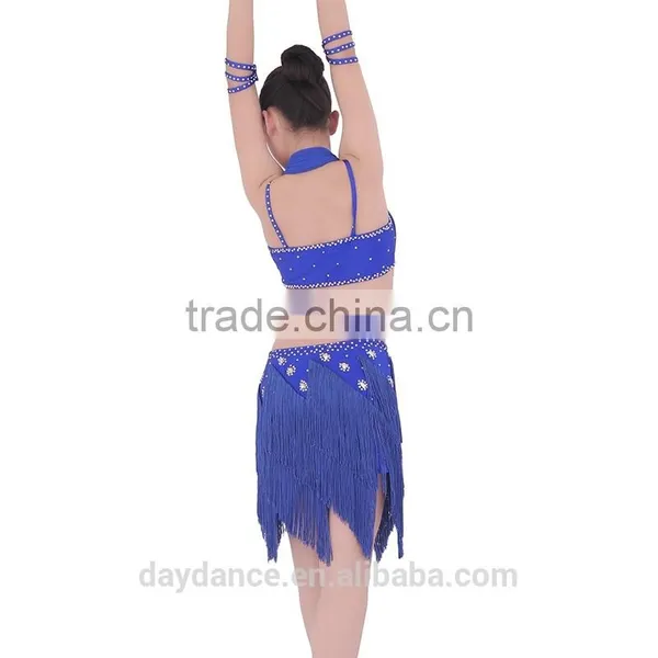 Black Fringe Salsa Competition Dress Hang Neck Girls Latin Dance Wear photo-5