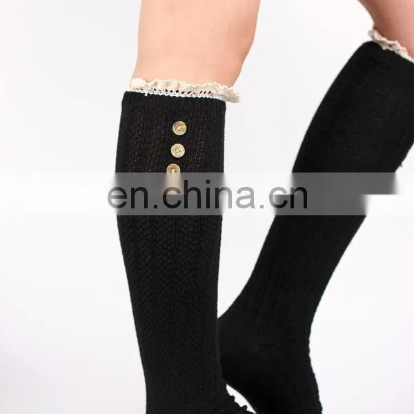 2016 New Arrival 3 Buttoned Lace Boot Socks Warm Winter Boot Cuffs photo-3