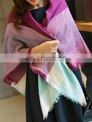Square Cotton Scarf Tartan Shawls Neck Scarves Women Warmer Fashion Crossing Scarf photo-6