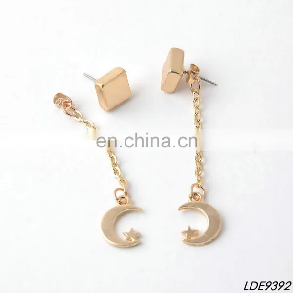Star and Moon Studs Square Jakets Earring photo-2