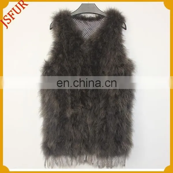 2015 Newest Unique Style Turkey Feather Vest Wholesale Clothing In Turkey Feather photo-3