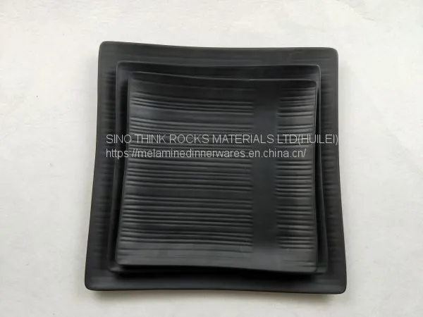 Black Sqaure Melamine Dinner Plate
