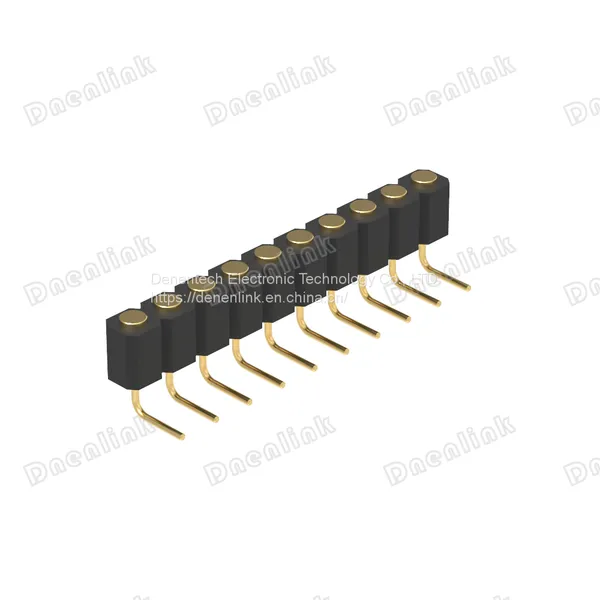 Dnenlink 3.00mm Pitch Single Row H4.0mm Plane Contact Right Angle Female Header DIP Type PogoPin Header With Peg photo-4