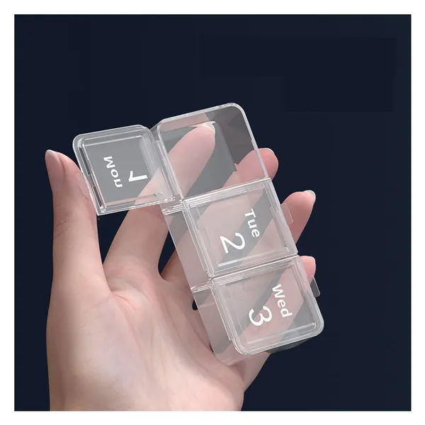 High Quality Portable 7-Day Weekly Pill Organizer 14 Compartments Plastic Pill Box Travel Friendly photo-3