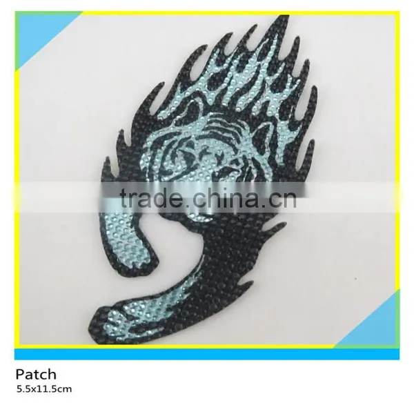 Hotfix Bling Bling Paper Patch LT.Blue Tiger Shape Paper Patch 6.5x11.5cm
