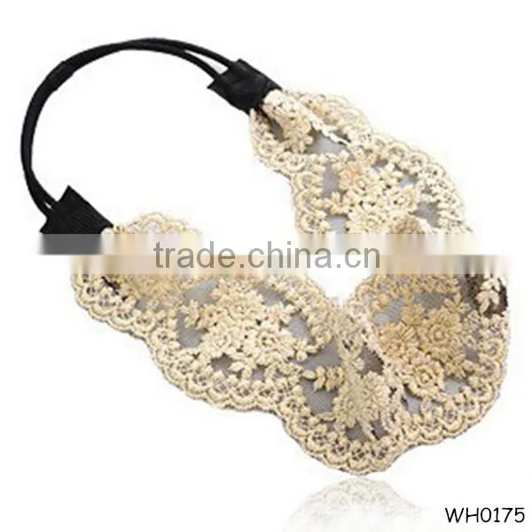 Latest Hairband Designs Elastic Lace Headband Wholesale Head Wraps