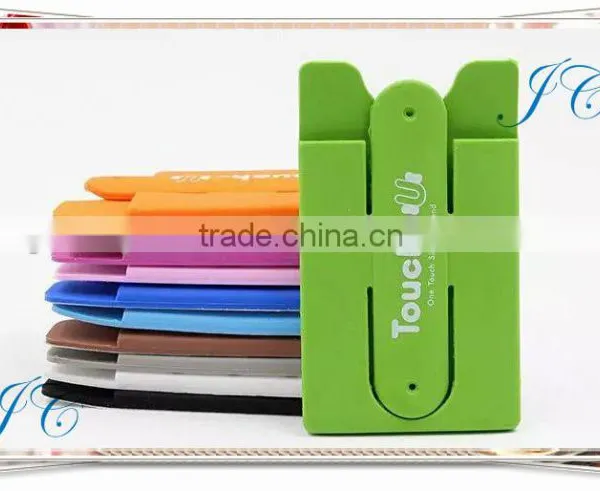Compatible Silicone Smart Wallet Mobile Phone Credit Card Holder With 3m Sticker Able to Stand photo-2