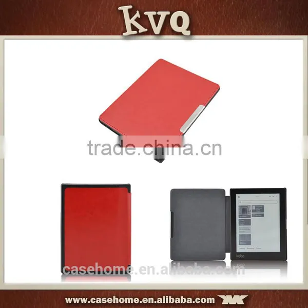 Book style e reader cover folio leather case for kobo aura 6 inch e reader