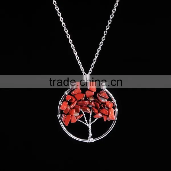 2016 Green Aventurine Natural Stone Tree Of Life Pendant Necklace Accessories for Women SMJ0174 photo-3