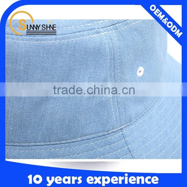 Custom Cotton Plain Blank Light Blue Sky Bucket Hats Wholesale photo-5