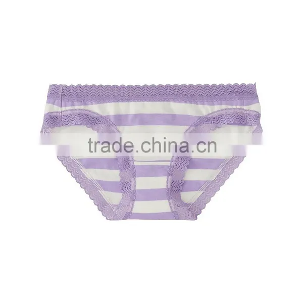 Women Comfortable Cotton Elastane Lace Brief Sexy Ladies Underwear photo-4
