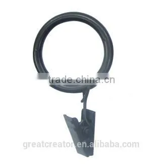 Matt Black Metal Curtain Ring W/Clip And Eyelet for 13mm/16mm/19mm Curtain Rod photo-2