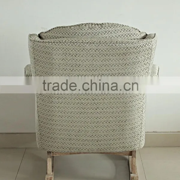 Modern Style With Variety of Fabrics Covered Wooden Armchair Fabric Rocking Chair photo-2
