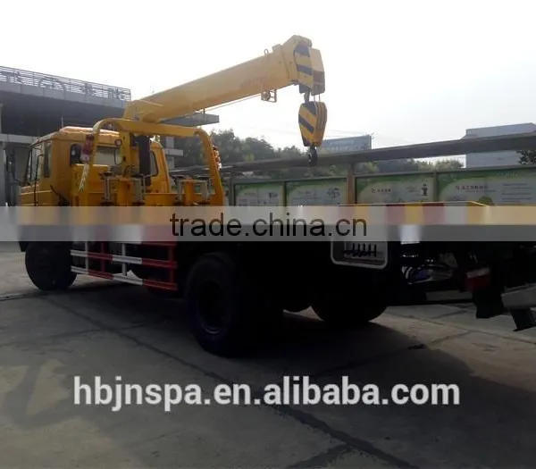 Right Hand Drive Yellow Color Flatbed Wrecker Truck With Crane 5ton photo-3