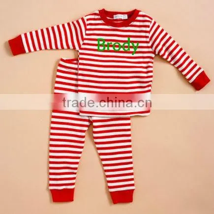 Christmas Striped Pajamas/ Organic Cotton Pajamas/red Stripe