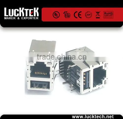 RJ45 + USB Type With LED & Transformer Modular Jack
