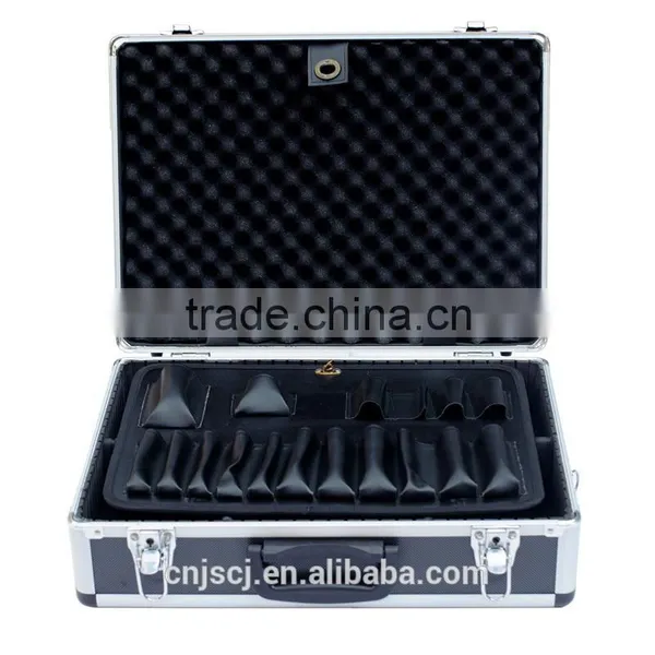 Permanent Protection With Foam Inserts Black Grooming Professional Aluminum Tool Case With Dividers Shoulder Belt photo-3