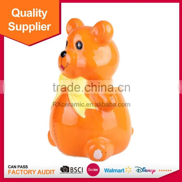 Hot Sale Good Quality Hand-painted Bear Ceramic Cartoon Piggy Bank photo-3
