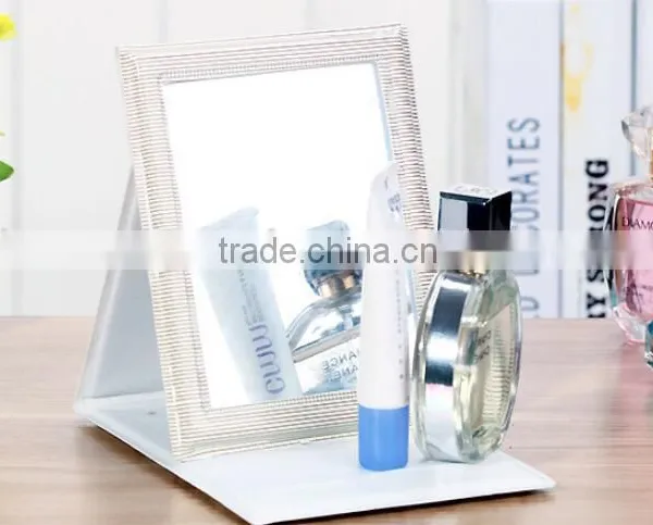 Unique Desktop Compact Mirror PU Leather Makeup Cosmetic Mirror Foldable Table Mirror photo-6