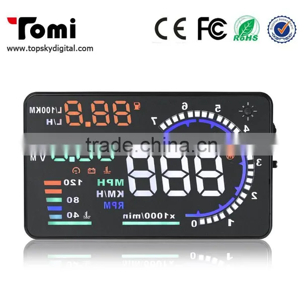 New Universal 5.5" Car Hud Head Up Display With OBD2 Interface Plug Play KM/h MPH Speeding Warning photo-3