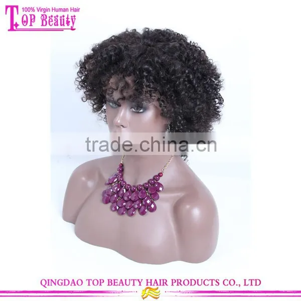 2016 New Style for Summer 12 Inch Afro Kinky Curly Human Hair Full Lace Wig photo-4