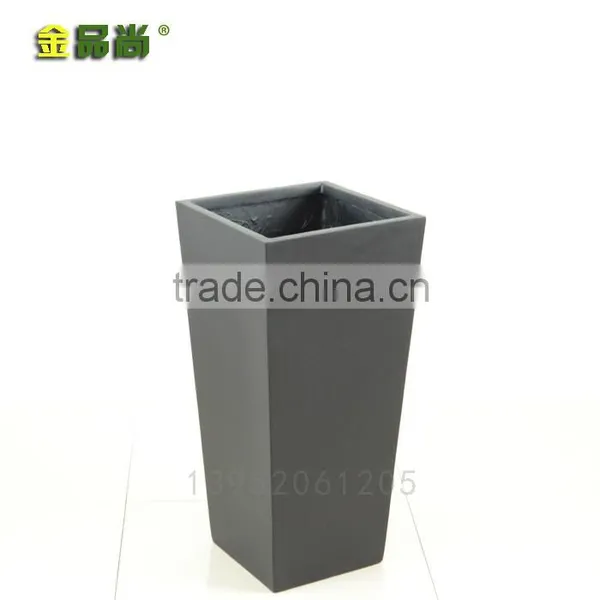 Inclined Matt Black Wholesale Price Poly Fiber Flower Pots