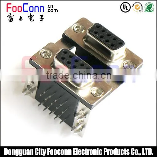 Quality Assurance D-SUB Connector, 9 Pin Right Angle Connector Dual Port photo-2