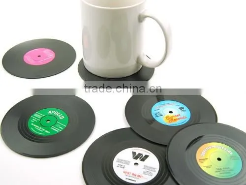 Factory Wholesale Set of 6 Vinyl Drink Coasters photo-5