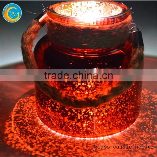Elliptical Broken Silver Plating Glass Candle Holder photo-4