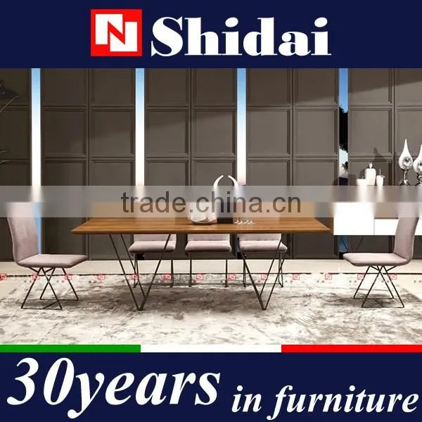 Stainless Steel Base Walnut Veneer Dining Table Modern A-45 photo-3