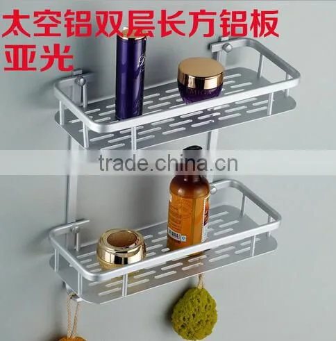 Double Rectangular Aluminum Space Rack Hook Aluminum Alloy Tray Bathroom Pendant