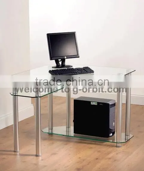 Metal Frame Design Modern Glass Computer Table photo-3