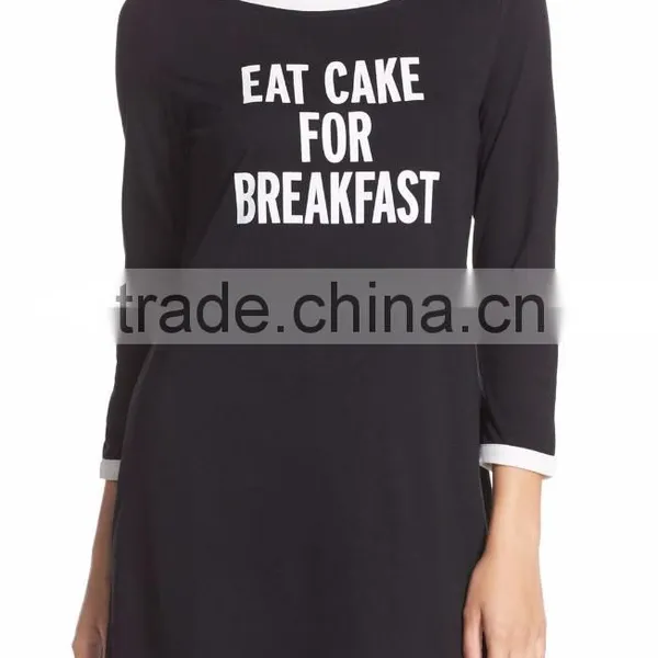 Sexy Sleep Shirt Wholesale Custom Made in China Graphic Cotton Ladies Sleep Shirt photo-2