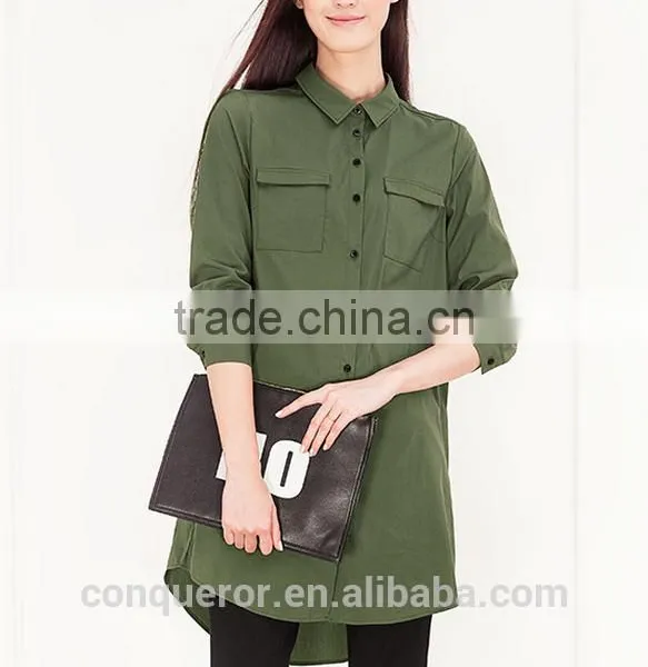 New Design Cotton Long Women Shirt WMS011 photo-3