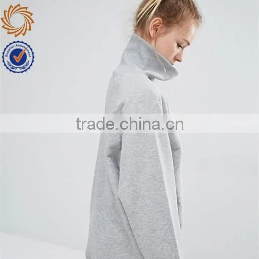 Cotton Polyester High Neck Sweatshirt Fleece Hoodies for Women photo-2